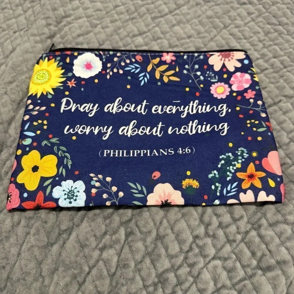 Floral Scripture Pouch – “Pray About Everything” Philippians 4:6